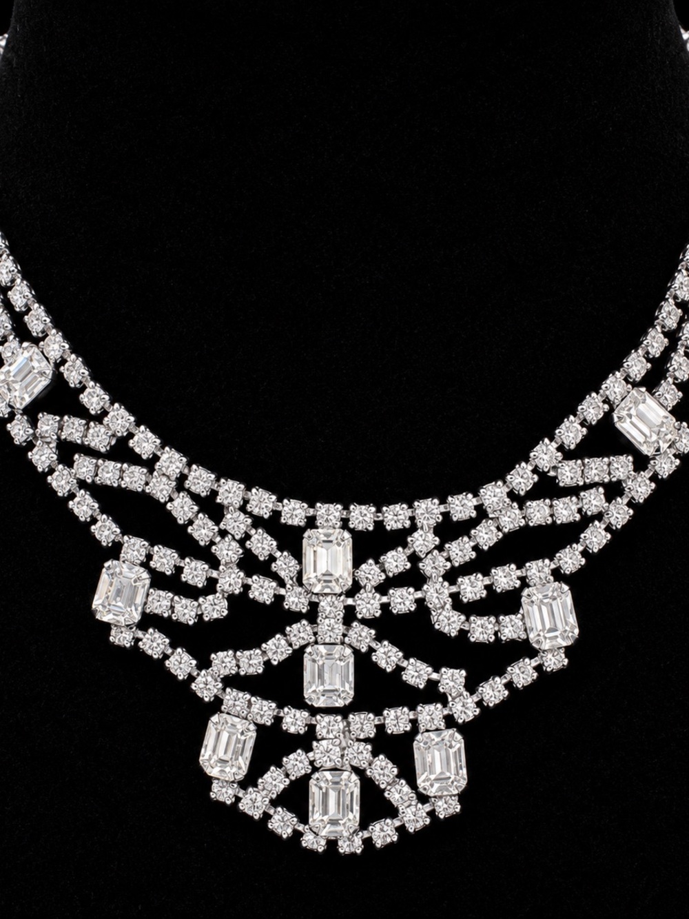 Brilliant Clear Crystal Multi-Strand Statement Necklace